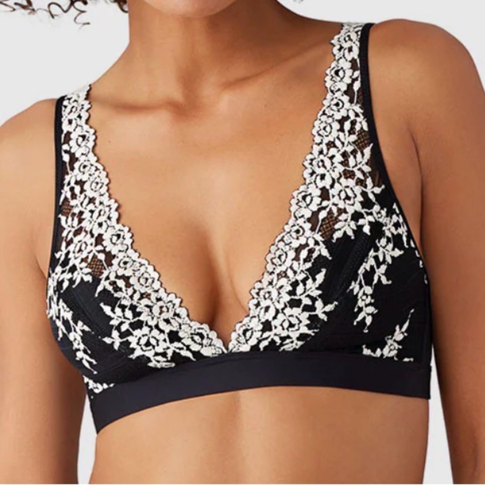 Embrace Lace® Wire Free Black & White Lace Lined Bralette - Women's Intimates